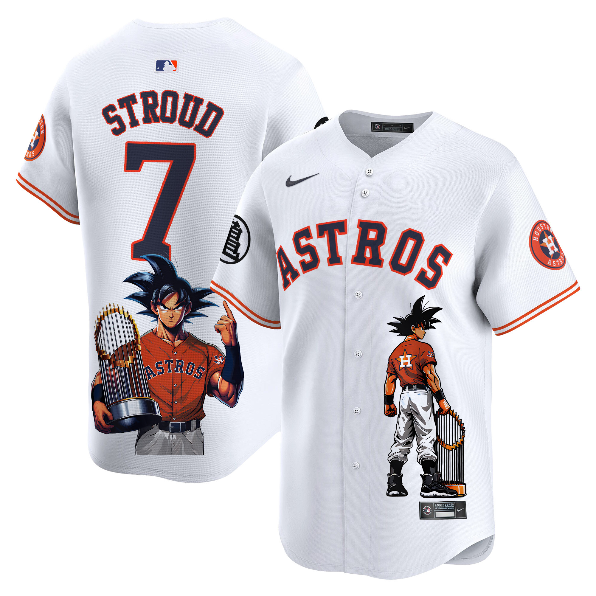 Men's CJ Stroud Houston Astros Dragon Ball Son Goku Vapor Premier Limited White Jersey - Printed