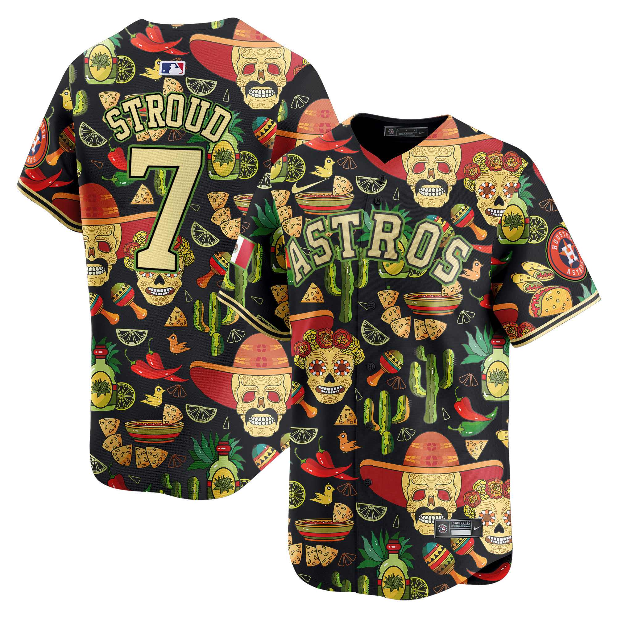 Men's CJ Stroud Houston Astros Mexico Cinco De Mayo Vapor Premier Limited Black Jersey - Printed