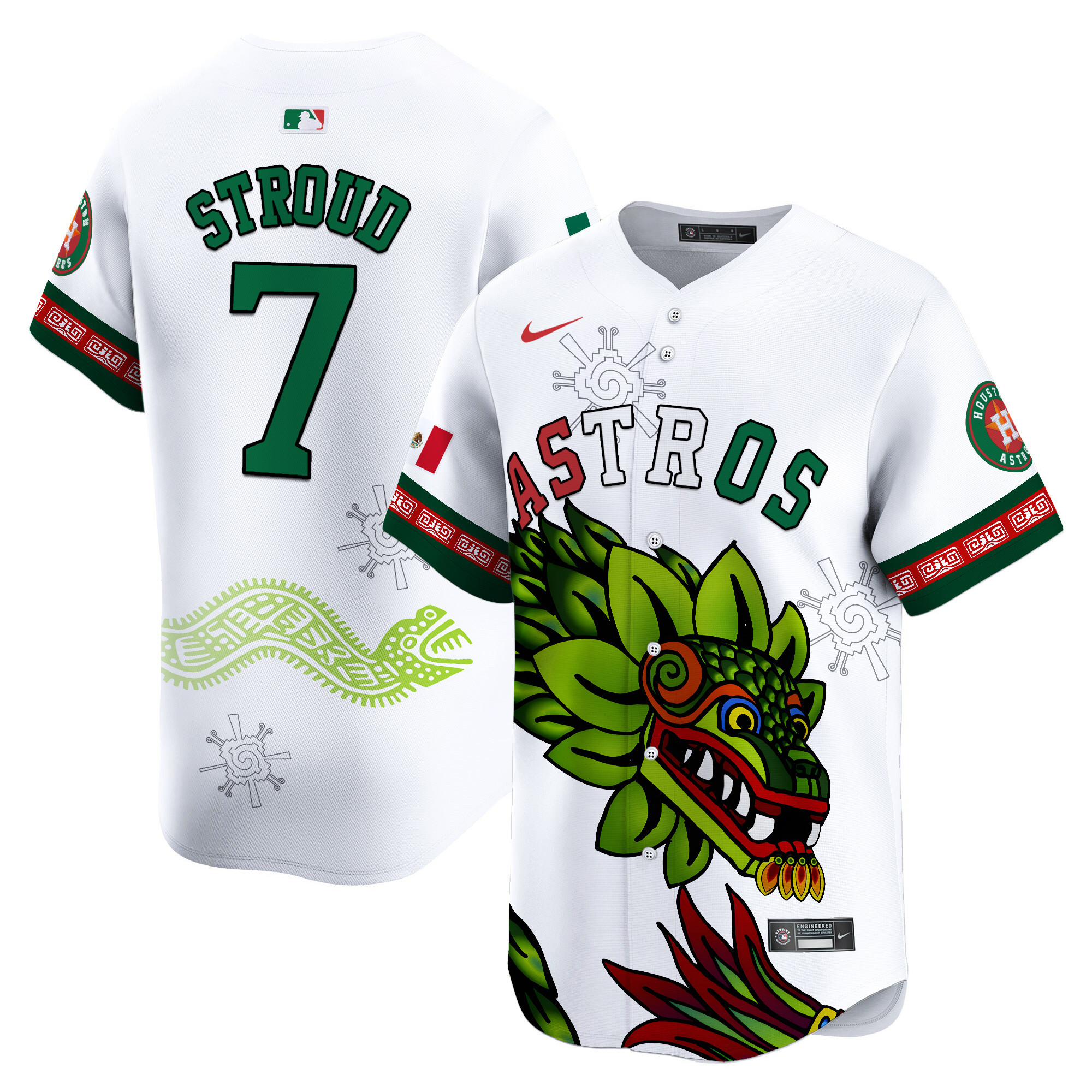 Men's CJ Stroud Houston Astros Mexico Quetzalcoatl Aztec Vapor Limited White Jersey - Printed