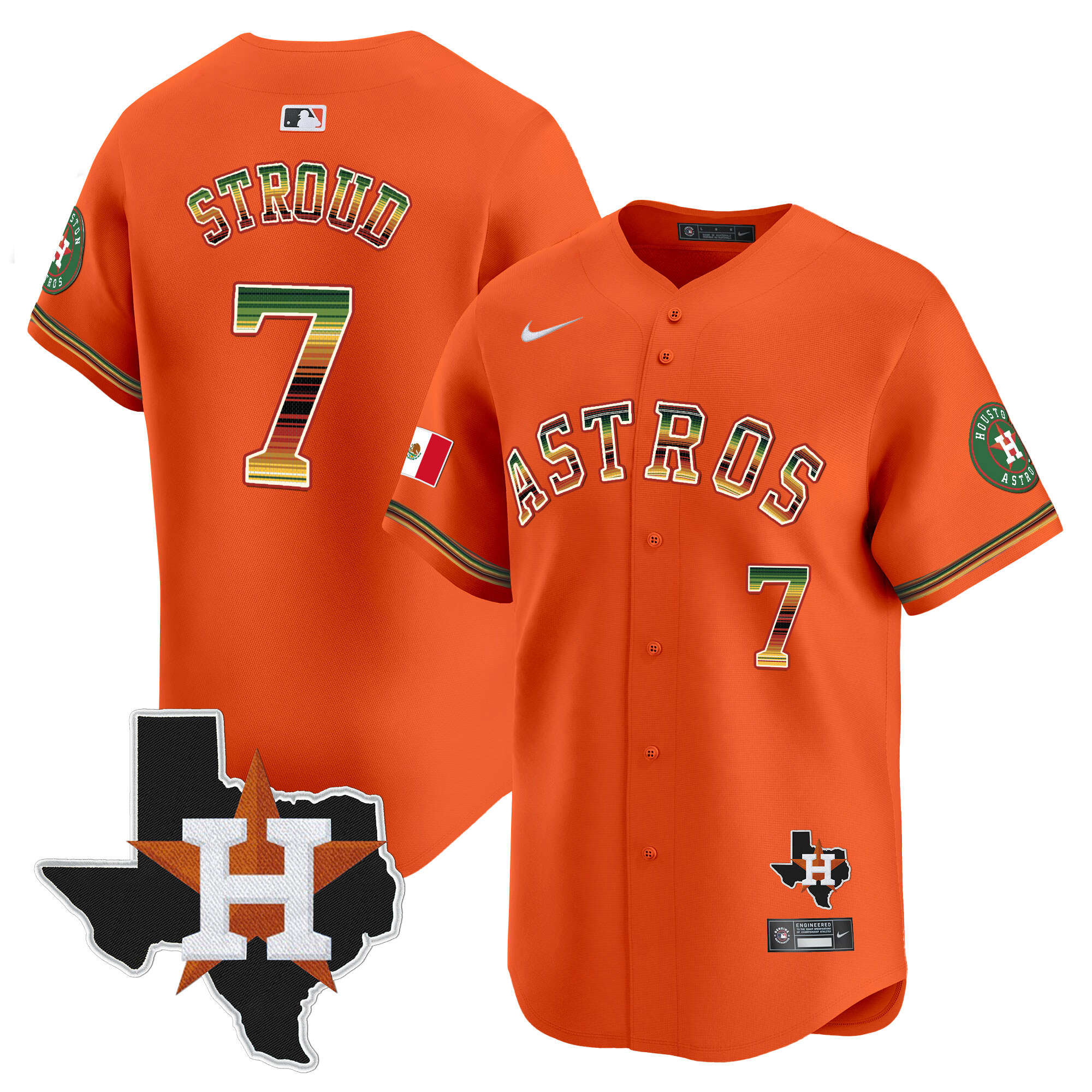 Men's CJ Stroud Houston Astros Mexico Traditional Style Vapor Premier Limited Orange Jersey - All Stitched
