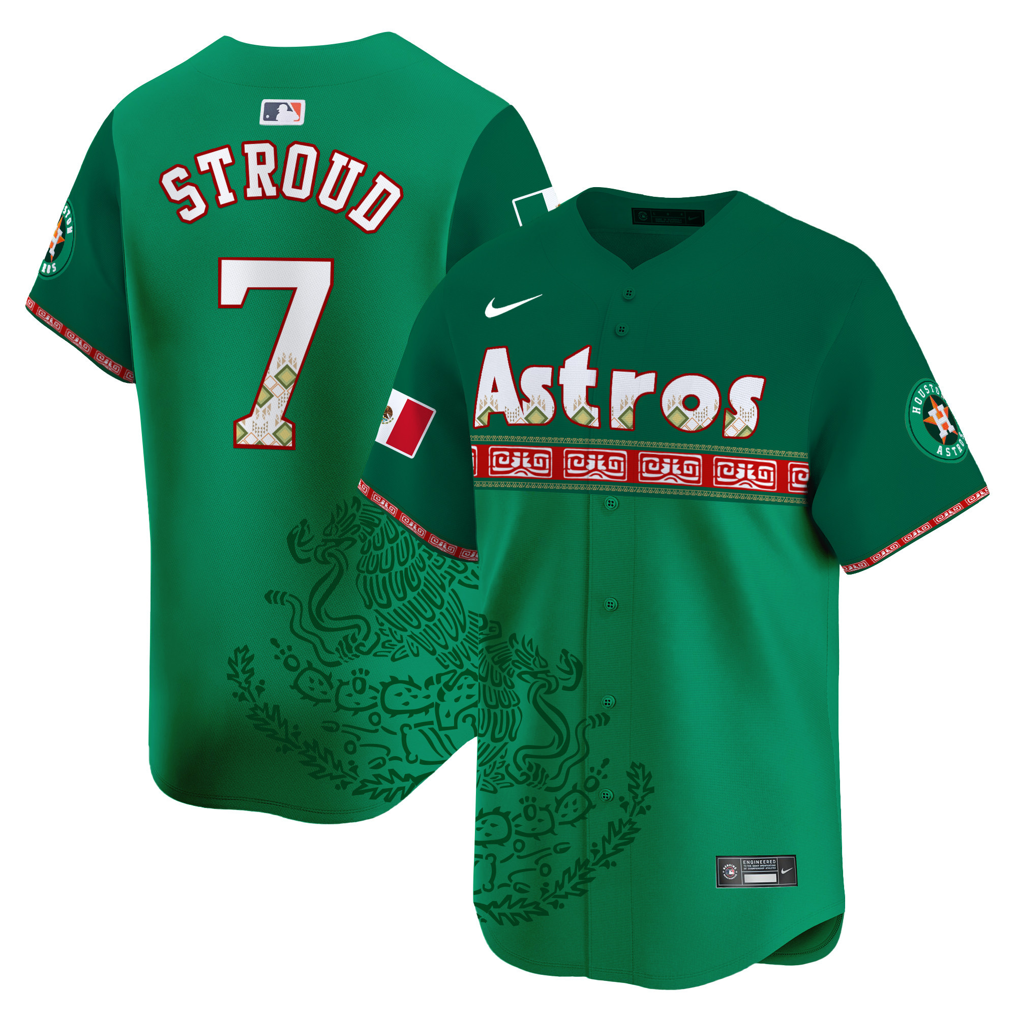 Men's CJ Stroud Houston Astros Mexico Vapor Premier Limited Green Jersey V5 - Printed