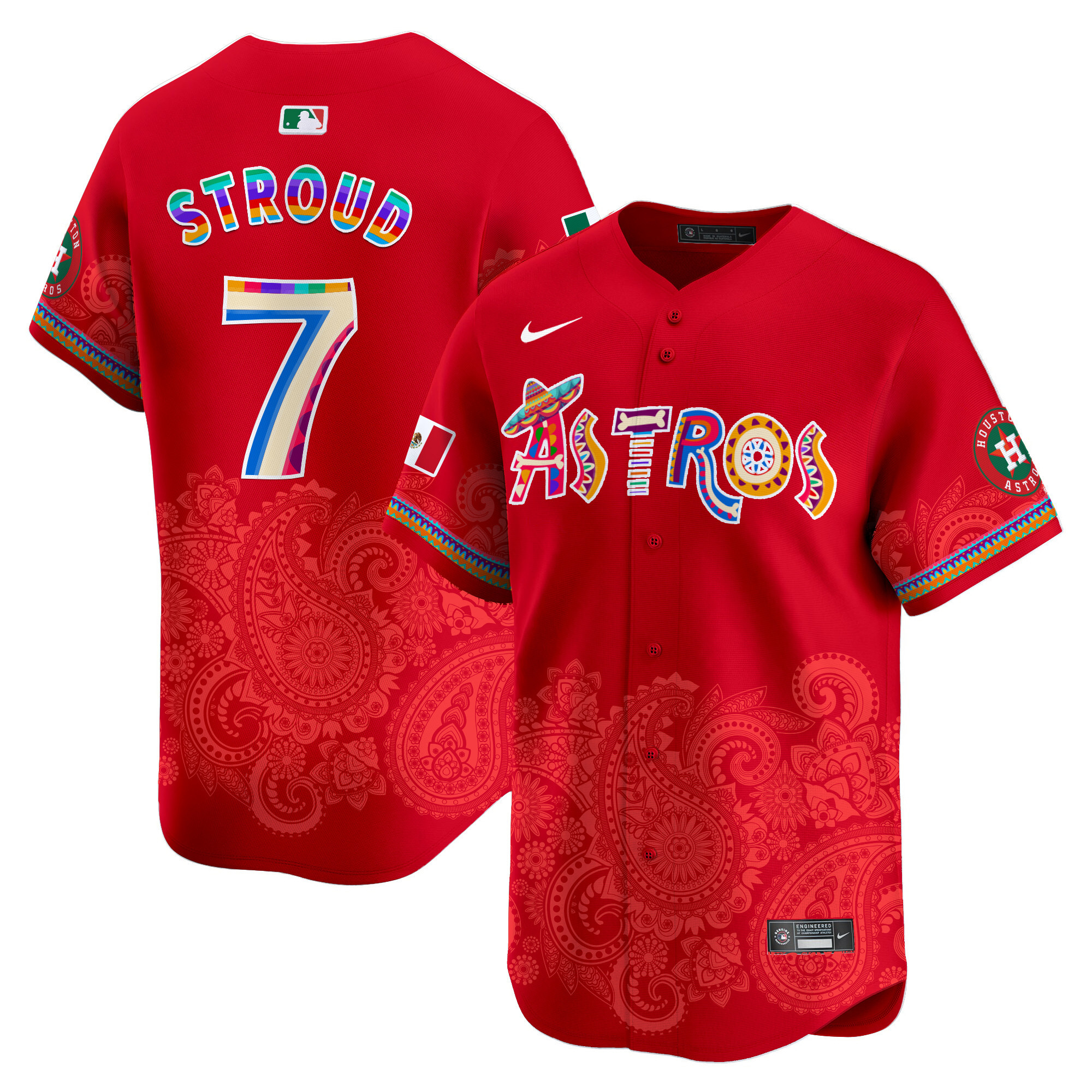 Men's CJ Stroud Houston Astros Paisley Mexico Vapor Premier Limited Red Jersey - Printed