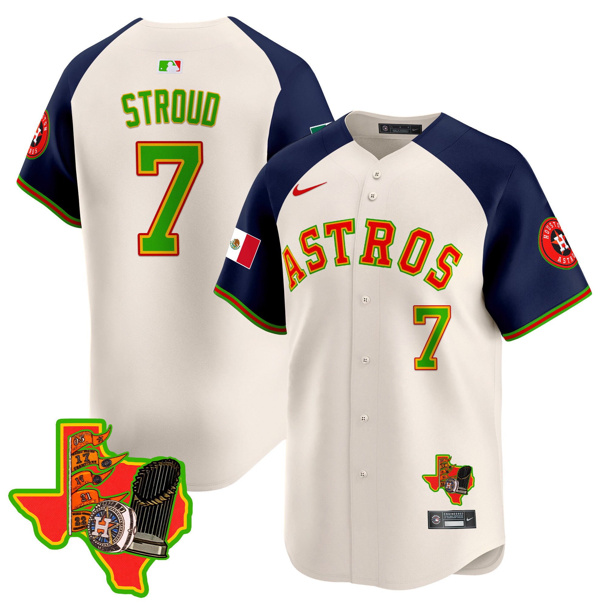 Men's CJ Stroud Houston Astros The Loteria Vapor Premier Limited Alternate Jersey - All Stitched