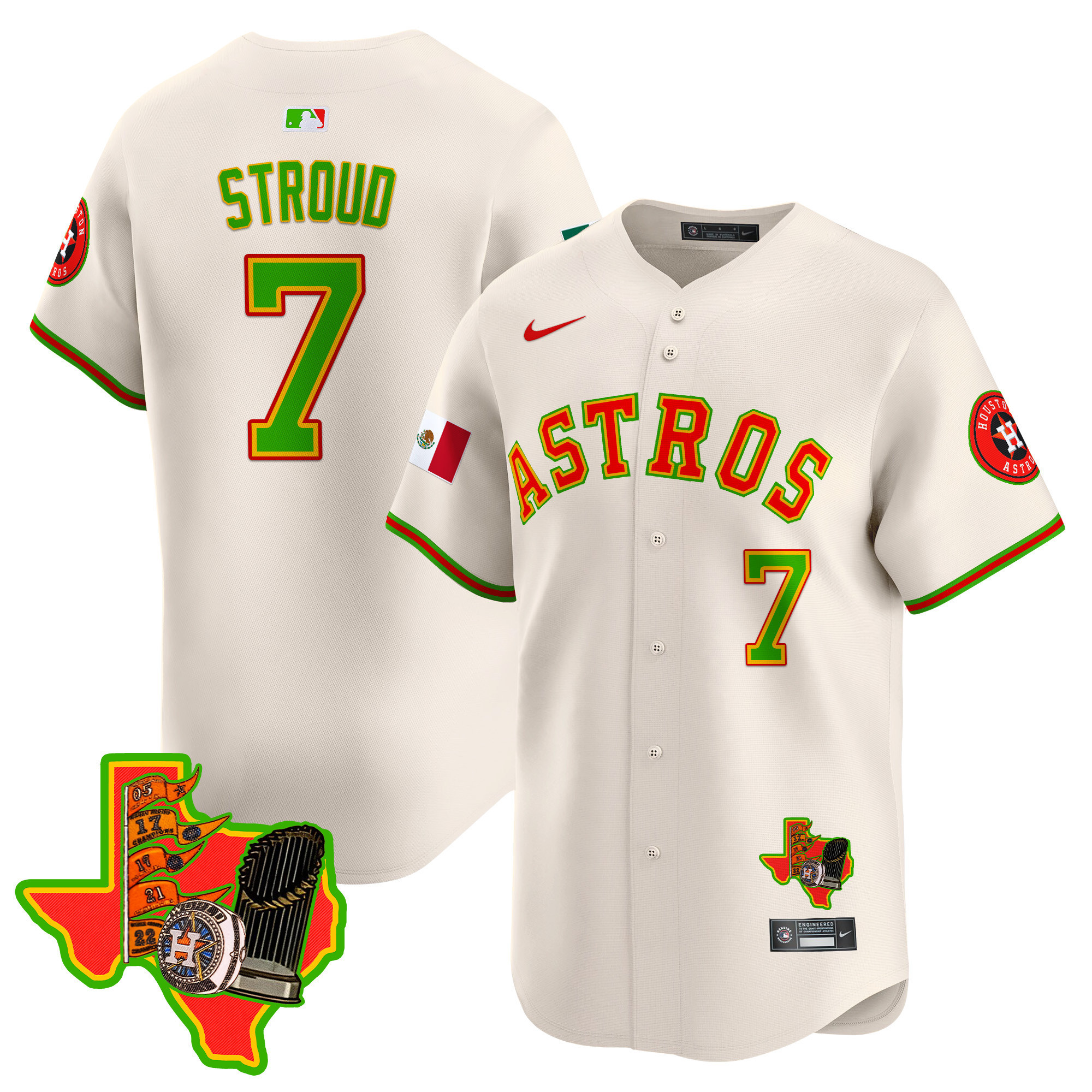 Men's CJ Stroud Houston Astros The Loteria Vapor Premier Limited Cream Jersey - All Stitched