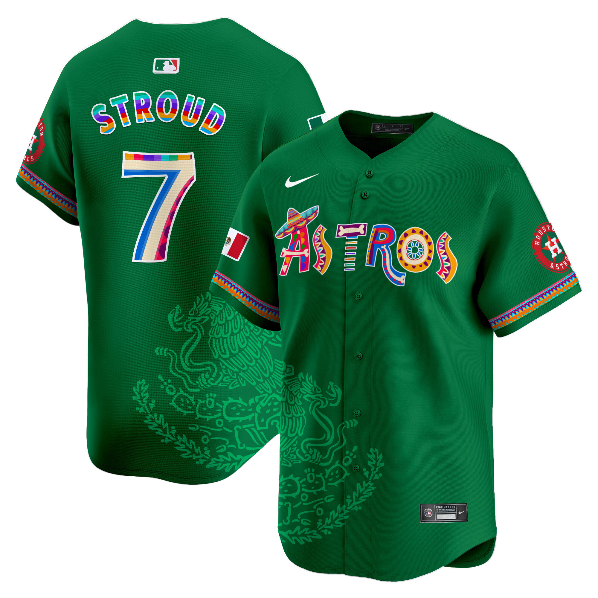 Men's CJ Stroud Houston Astros Viva Mexico Heritage Vapor Premier Limited Green Jersey - Printed