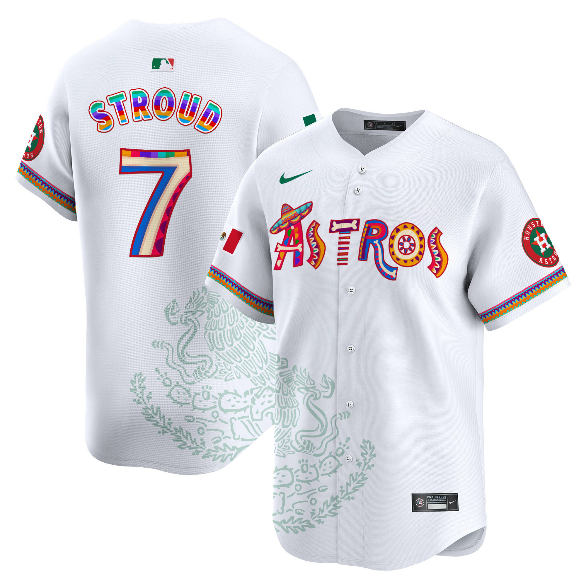 Men's CJ Stroud Houston Astros Viva Mexico Heritage Vapor Premier Limited White Jersey - Printed