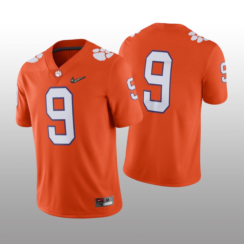 Men's Clemson Tigers #9 Orange 2018 College Playoff Game Jersey