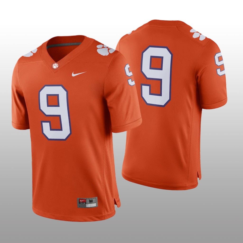 Men's Clemson Tigers #9 Orange College 2018 Game Jersey