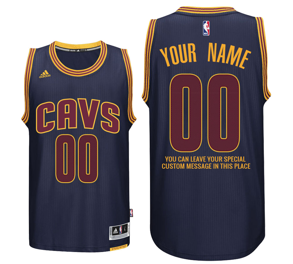 Mens Cleveland Cavaliers Alternate Navy Blue Custom Message Jersey