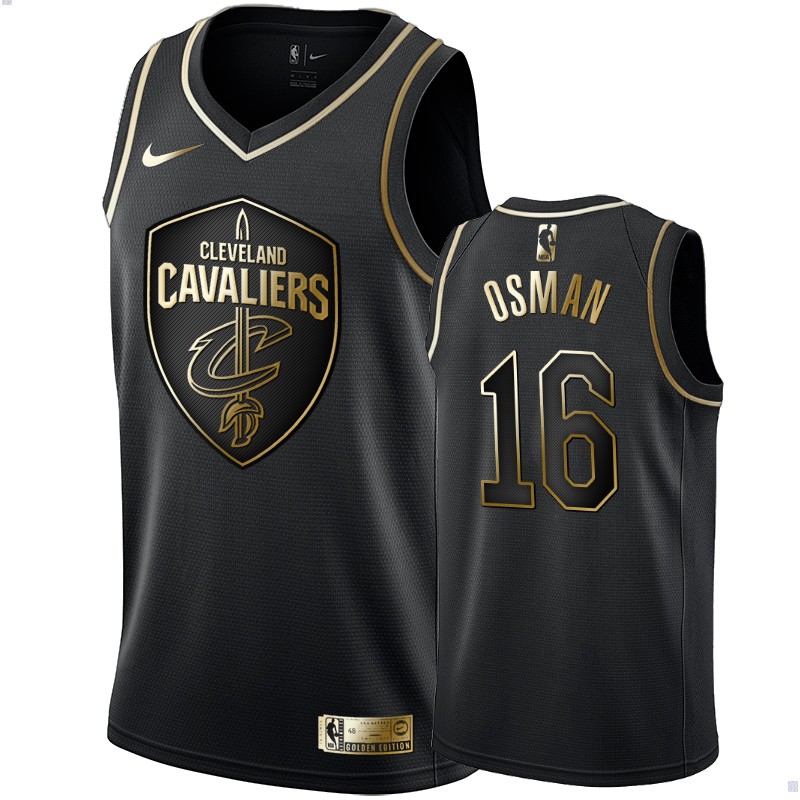 Men's Cleveland Cavaliers Cedi Osman Black #16 Golden Edition Swingman Jersey