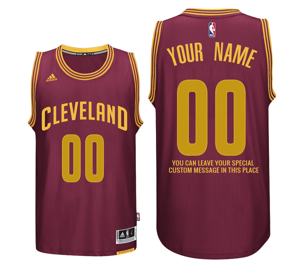 Mens Cleveland Cavaliers Road Wine Custom Message Jersey