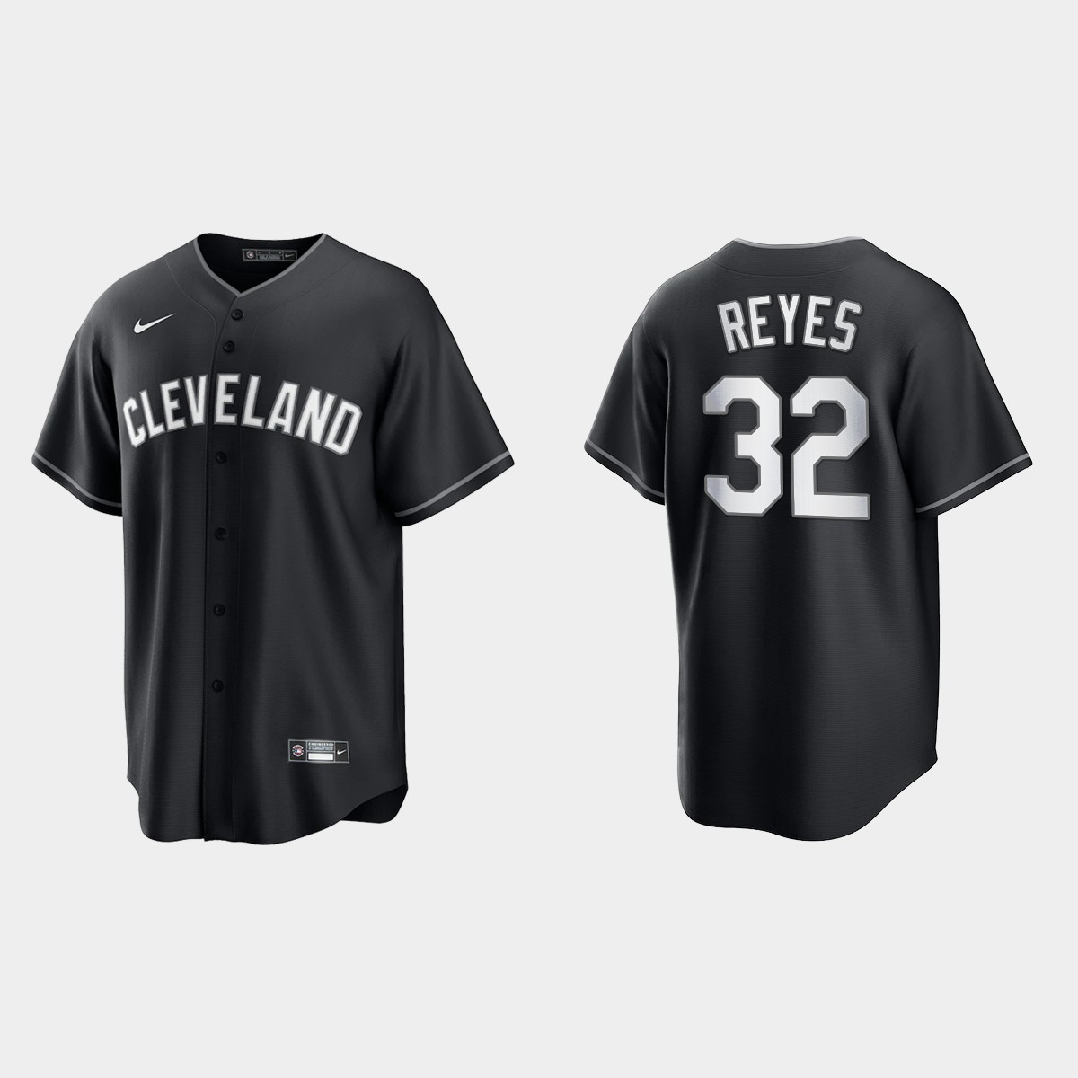 Men's Cleveland Indians Franmil Reyes Black White 2021 All Black Fashion Jersey