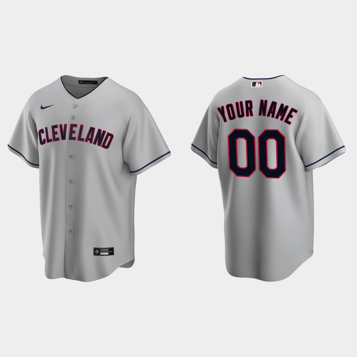 Men's Cleveland Indians Gray Road Custom Jersey