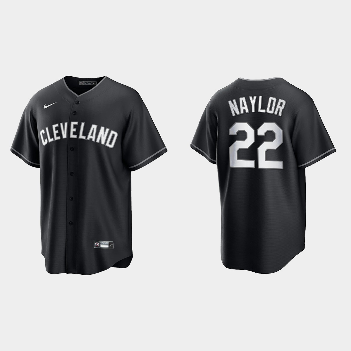 Men's Cleveland Indians Josh Naylor Black White 2021 All Black Fashion Jersey