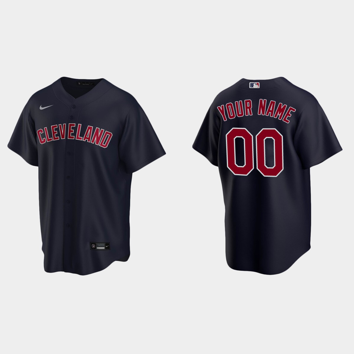 Men's Cleveland Indians Navy Alternate Custom Jersey