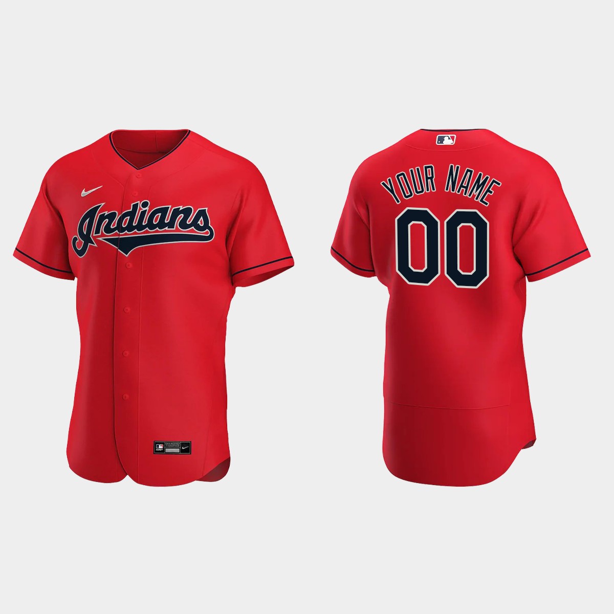 Men's Cleveland Indians Red 2020 Alternate Custom Jersey