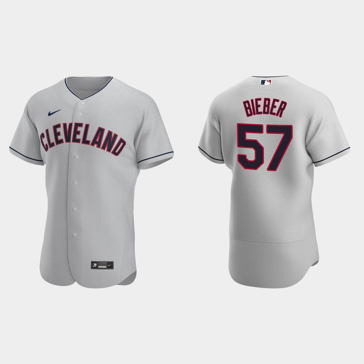 Men's Cleveland Indians Shane Bieber 2020 Road Jersey - Gray