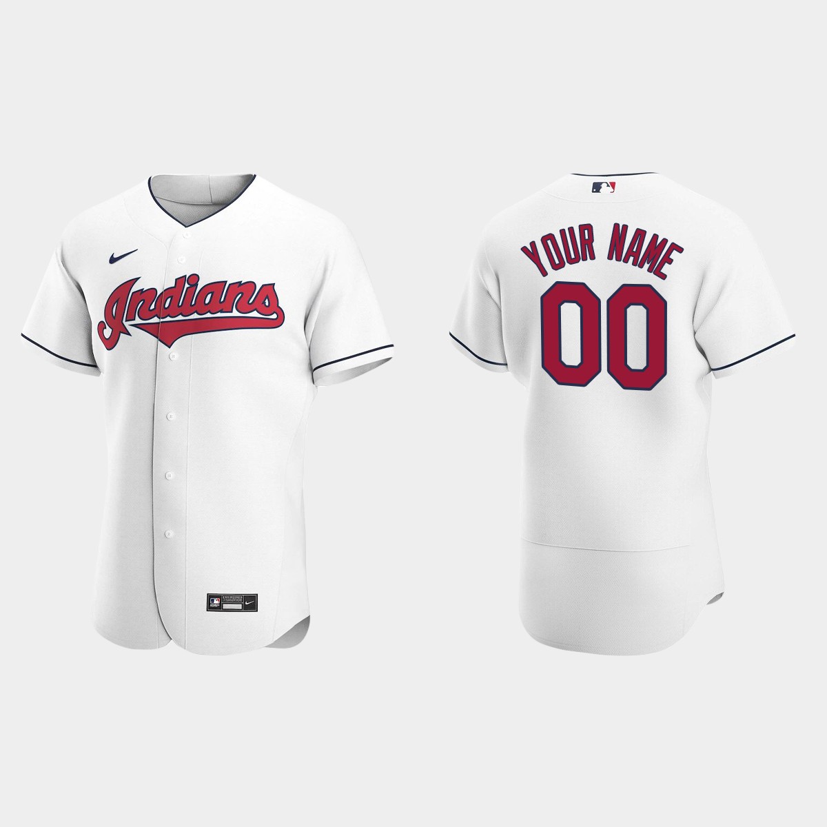 Men's Cleveland Indians White 2020 Home Custom Jersey