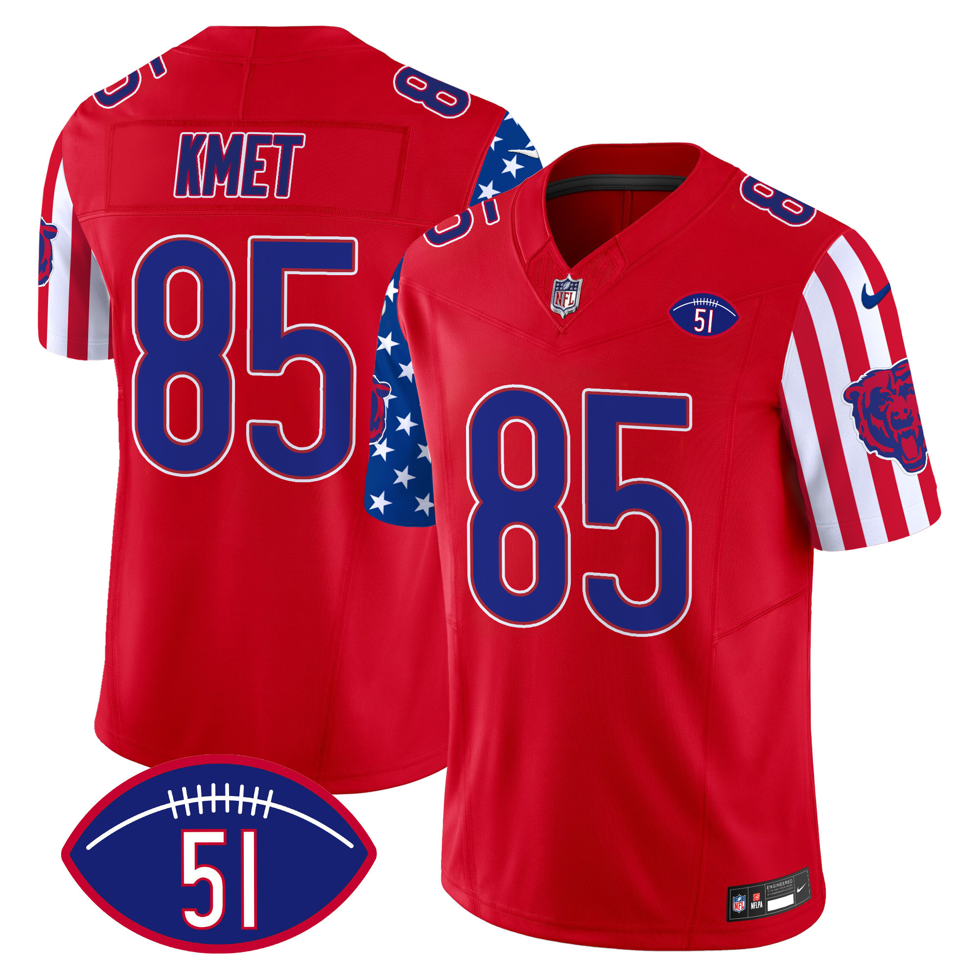 Men's Cole Kmet Chicago Bears American Style Vapor Limited Red Jersey - All Stitched