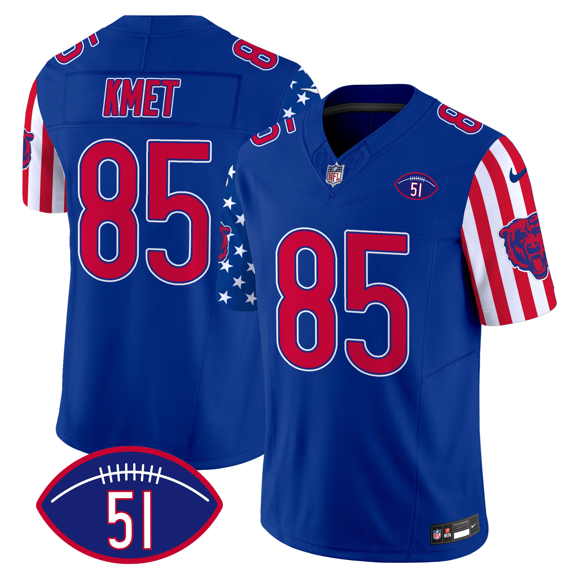 Men's Cole Kmet Chicago Bears American Style Vapor Limited Royal Jersey - All Stitched