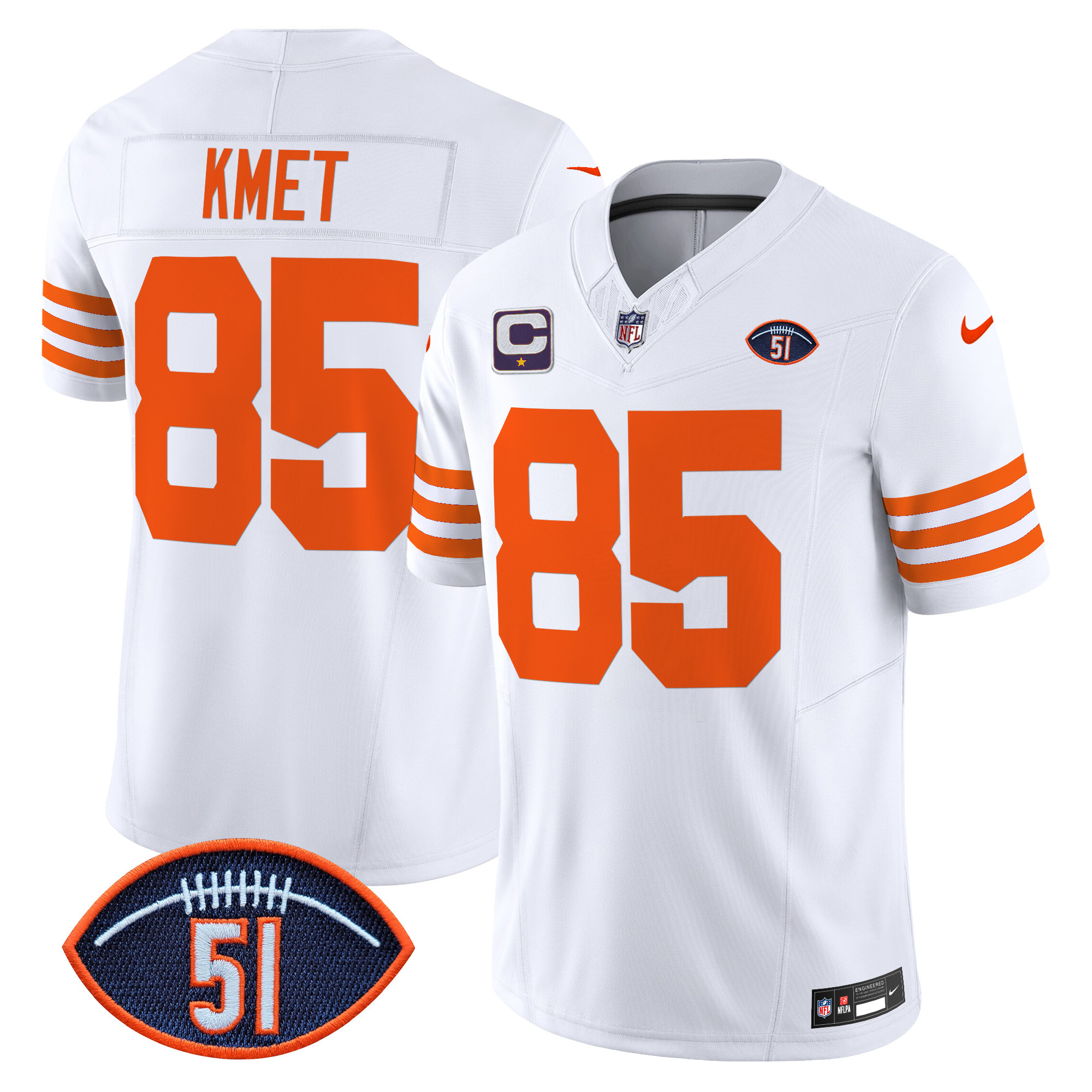 Men's Cole Kmet Chicago Bears Dick Butkus Patch Throwback Vapor Limited White Jersey - All Stitched