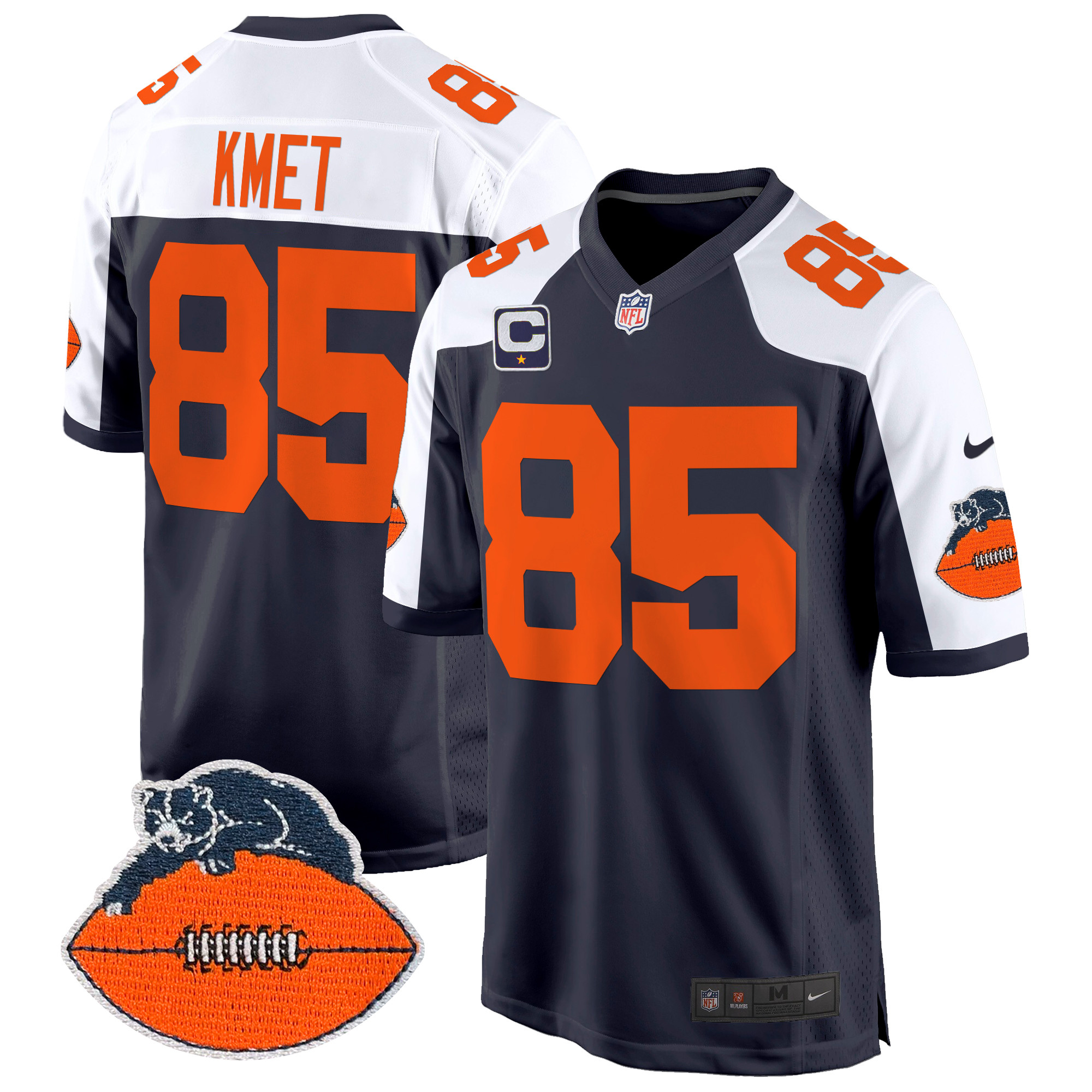 Men's Cole Kmet Chicago Bears Throwback Game Navy Alternate Jersey - All Stitched