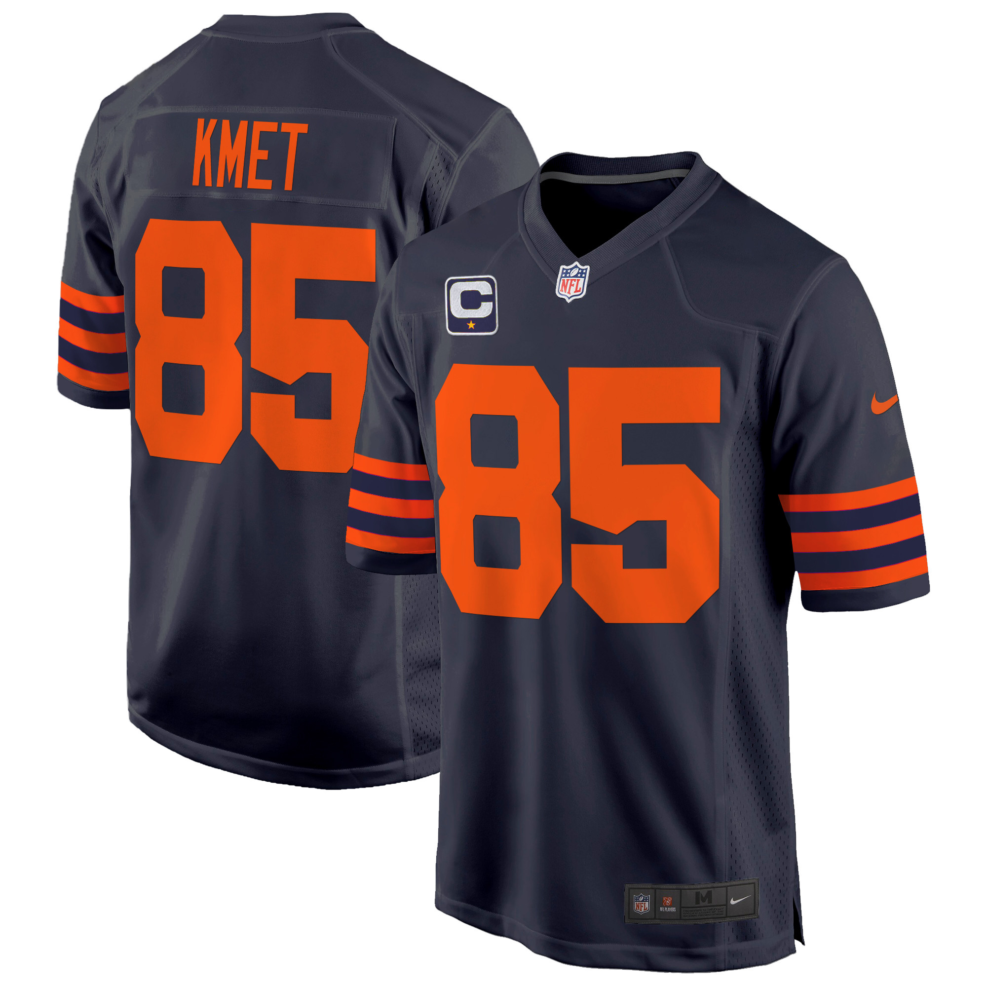 Men's Cole Kmet Chicago Bears Throwback Game Navy Jersey - All Stitched