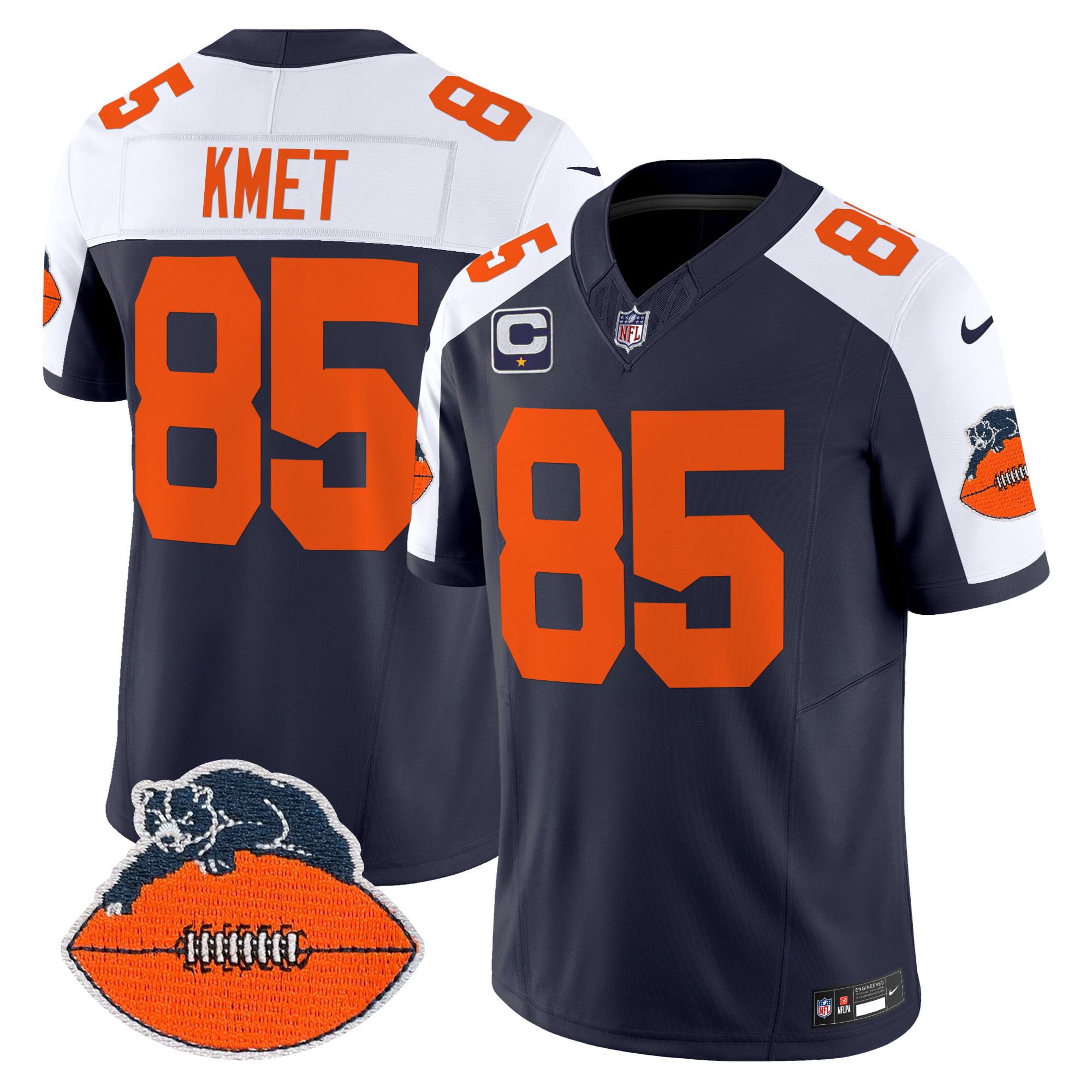 Men's Cole Kmet Chicago Bears Throwback Vapor Limited Navy Alternate Jersey - All Stitched