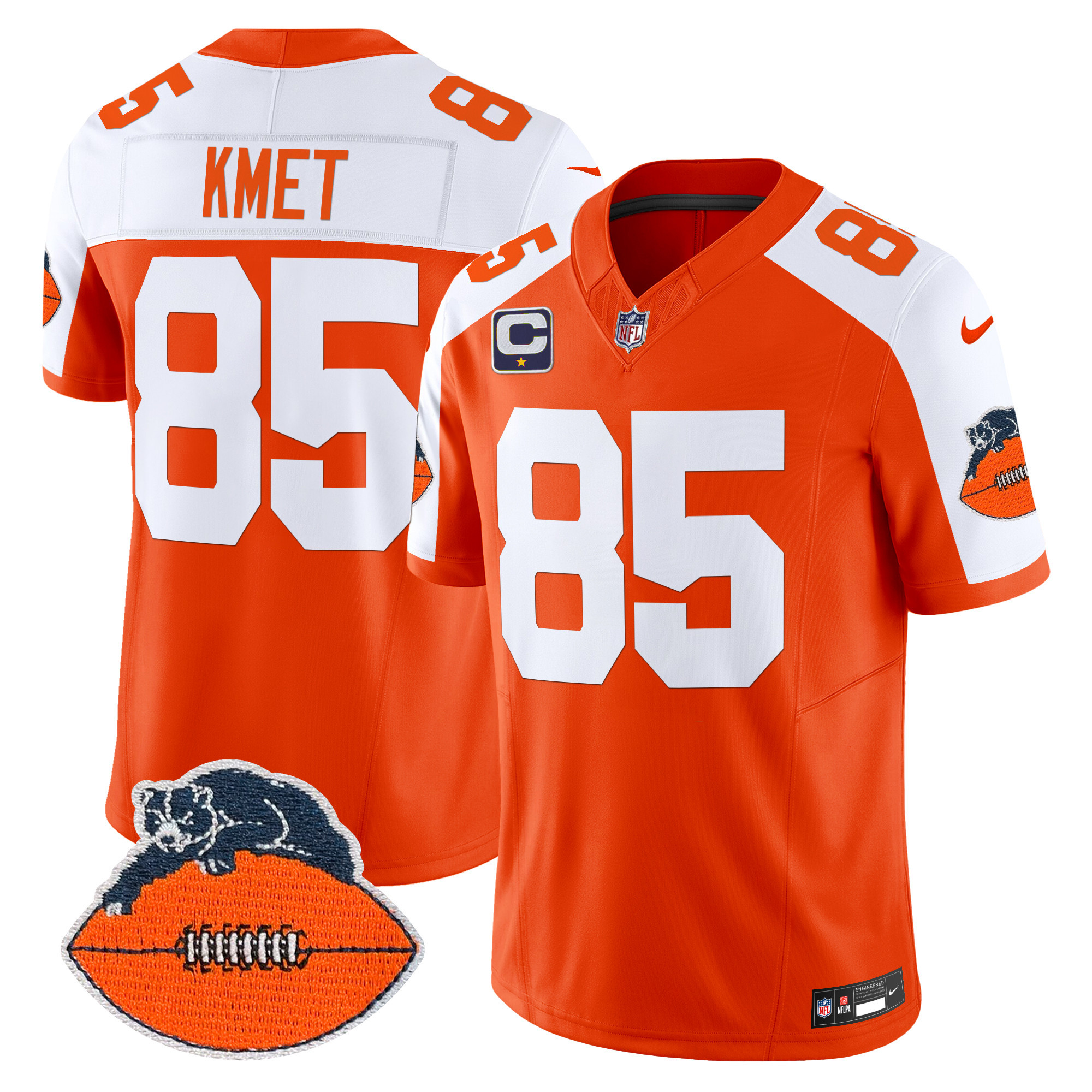 Men's Cole Kmet Chicago Bears Throwback Vapor Limited Orange Alternate Jersey - All Stitched