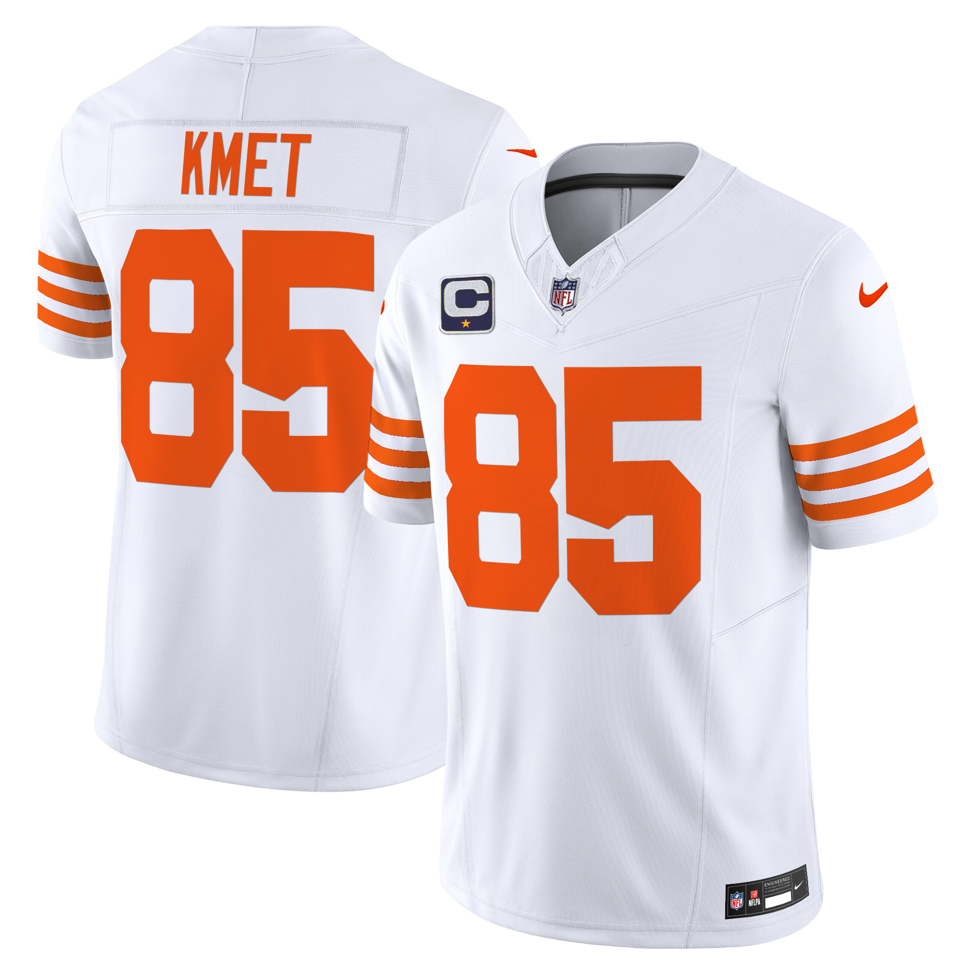 Men's Cole Kmet Chicago Bears Throwback Vapor Limited White Jersey - All Stitched