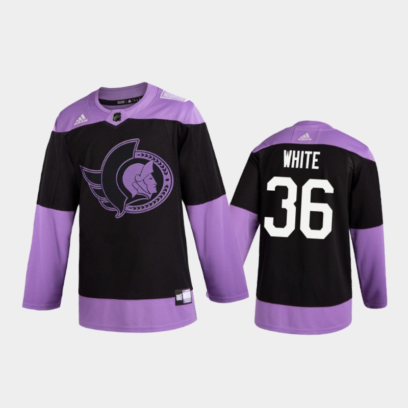 Men’s Colin White #36 Ottawa Senators 2020  Fights Cancer Purple 2D Practice Jersey