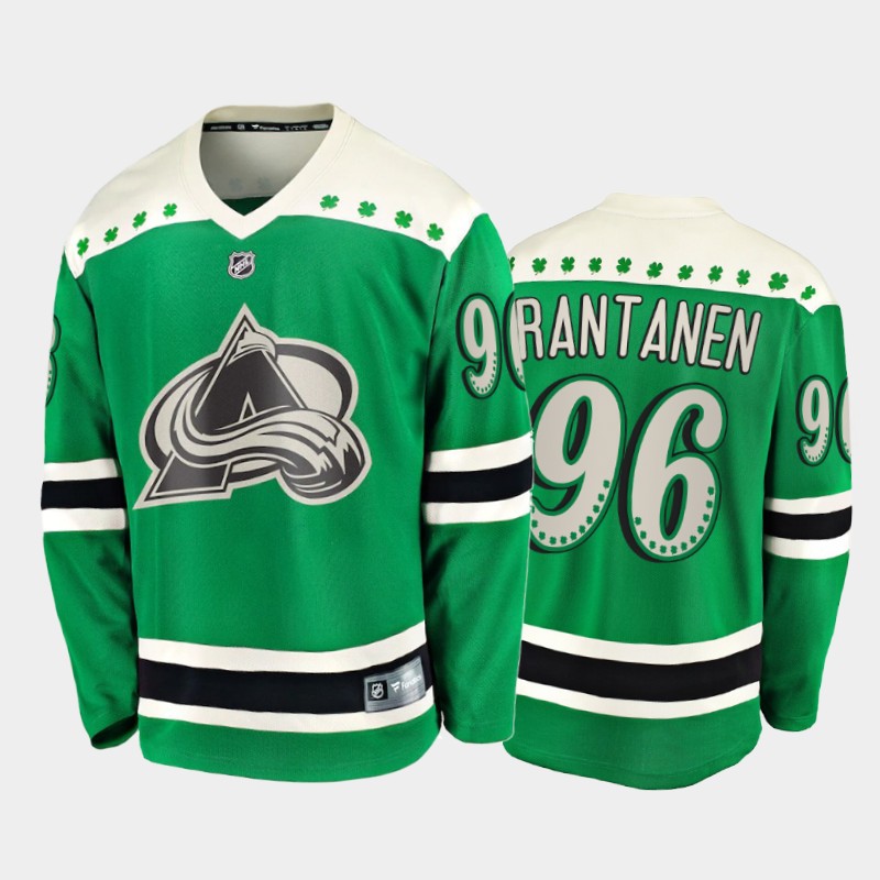 Men's Colorado Avalanche Mikko Rantanen #96 2021 St. Patrick's Day Green Jersey