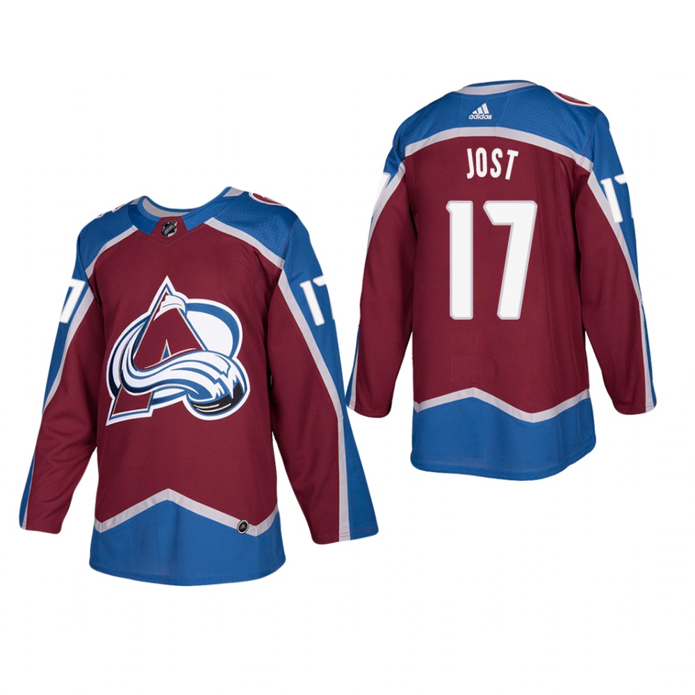 Men's Colorado Avalanche Tyson Jost #17 Home Burgundy Player Cheap Jersey