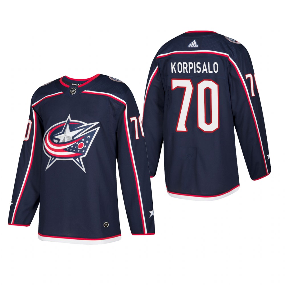 Men's Columbus Blue Jackets Joonas Korpisalo #70 Home Navy Player Cheap Jersey