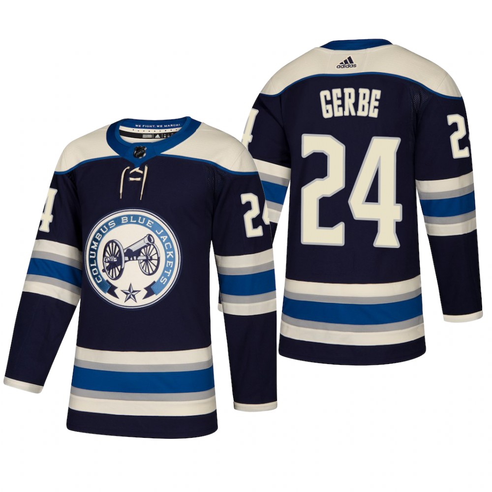 Men's Columbus Blue Jackets Nathan Gerbe #24 2018-19 Alternate Reasonable Pro Jersey - Navy