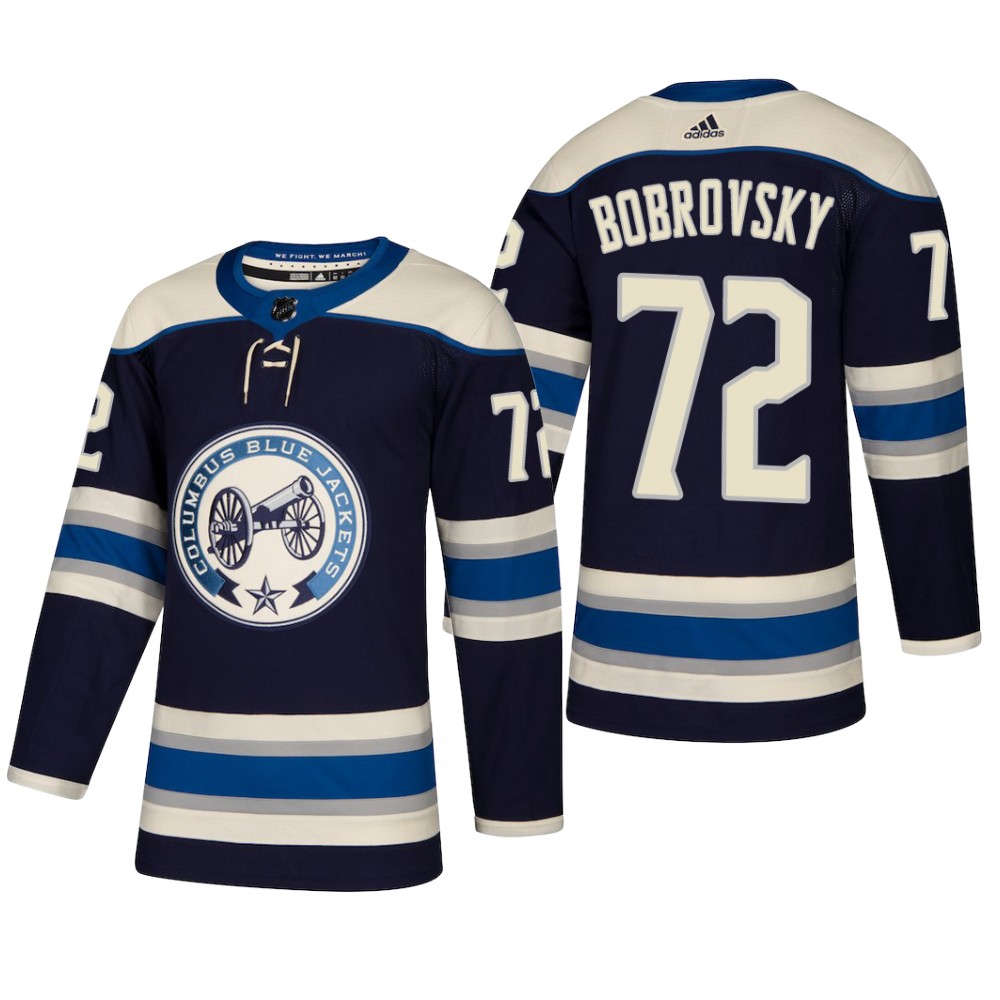 Men's Columbus Blue Jackets Sergei Bobrovsky #72 2018-19 Alternate Reasonable Jersey - Navy