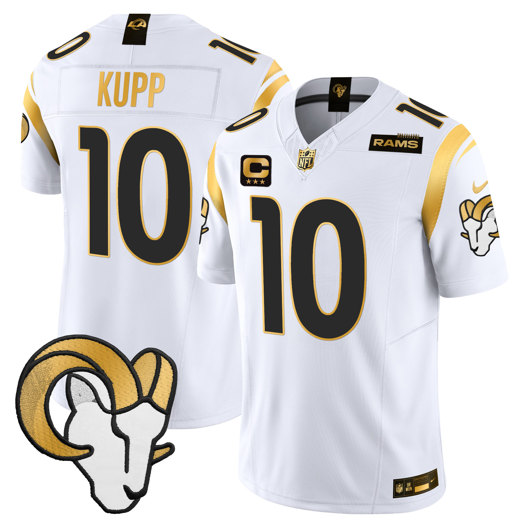 Men's Cooper Kupp Los Angeles Rams 2024 Gold Vapor Limited White Jersey - All Stitched