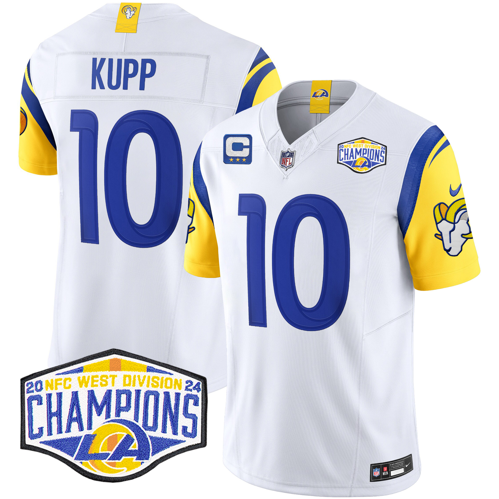 Men's Cooper Kupp Los Angeles Rams 2024 NFC West Division Champions Vapor Limited White Jersey - All Stitched