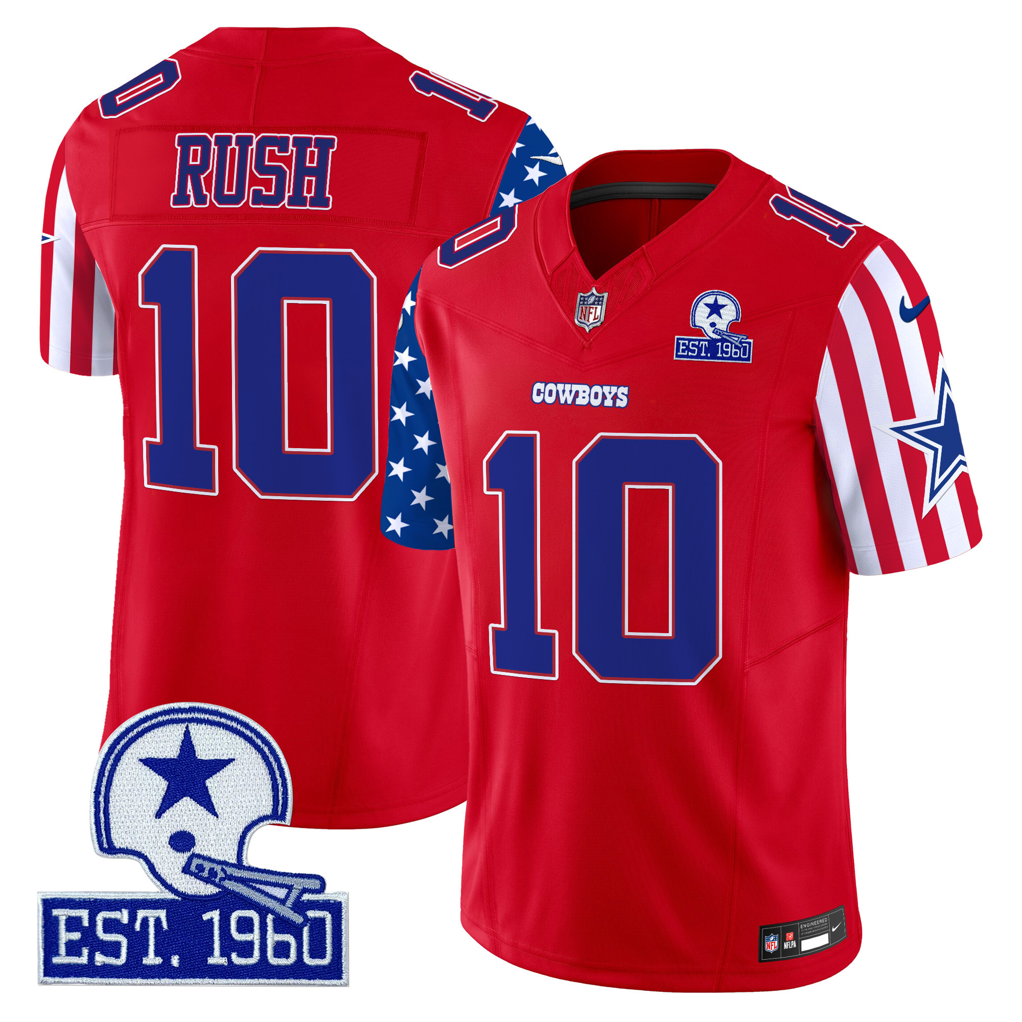 Men's Cooper Rush Dallas Cowboys American Style Vapor Limited Red Jersey - All Stitched