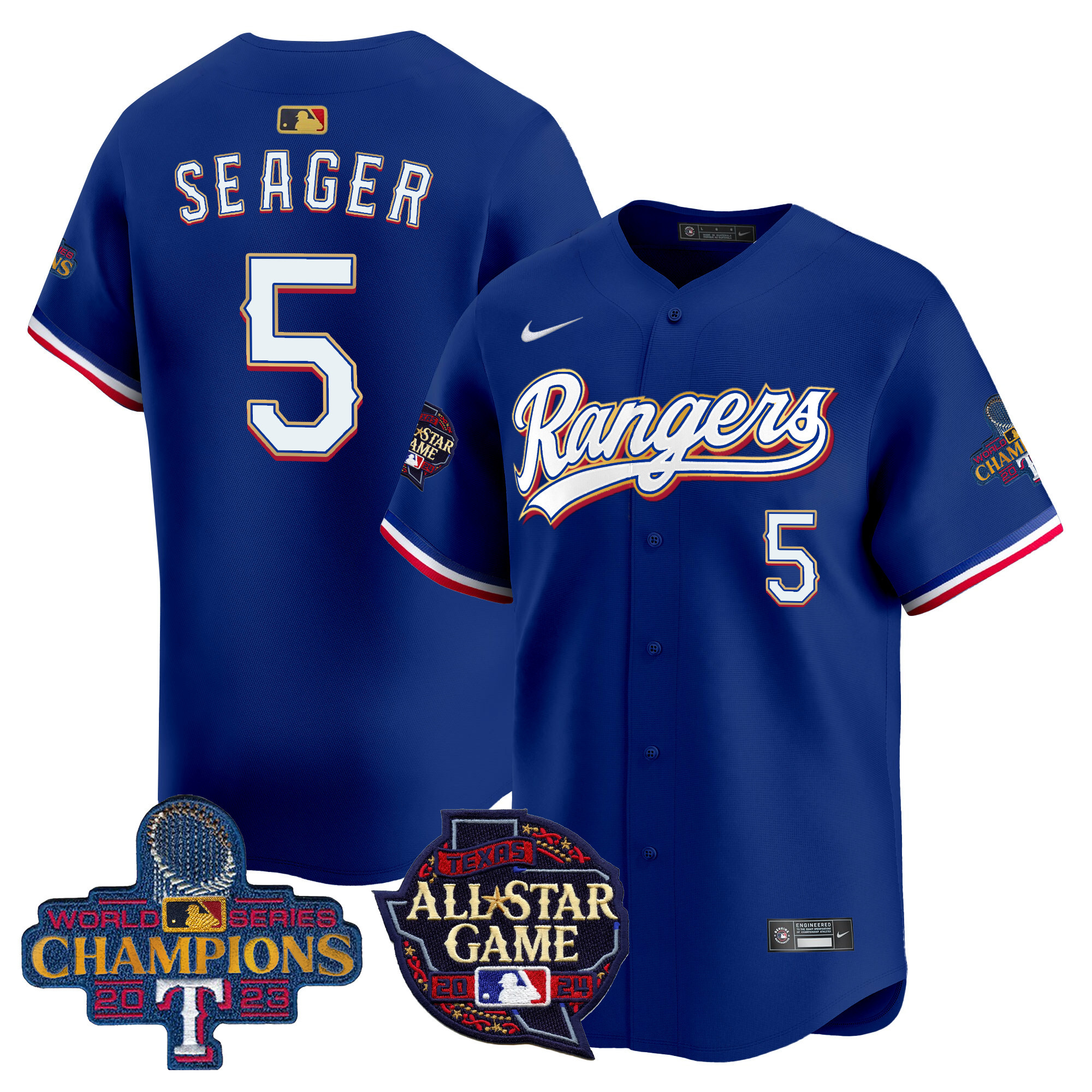 Men's Corey Seager Texas Rangers 2024 All Star Game Patch Vapor Premier Limited Royal Jersey - All Stitched