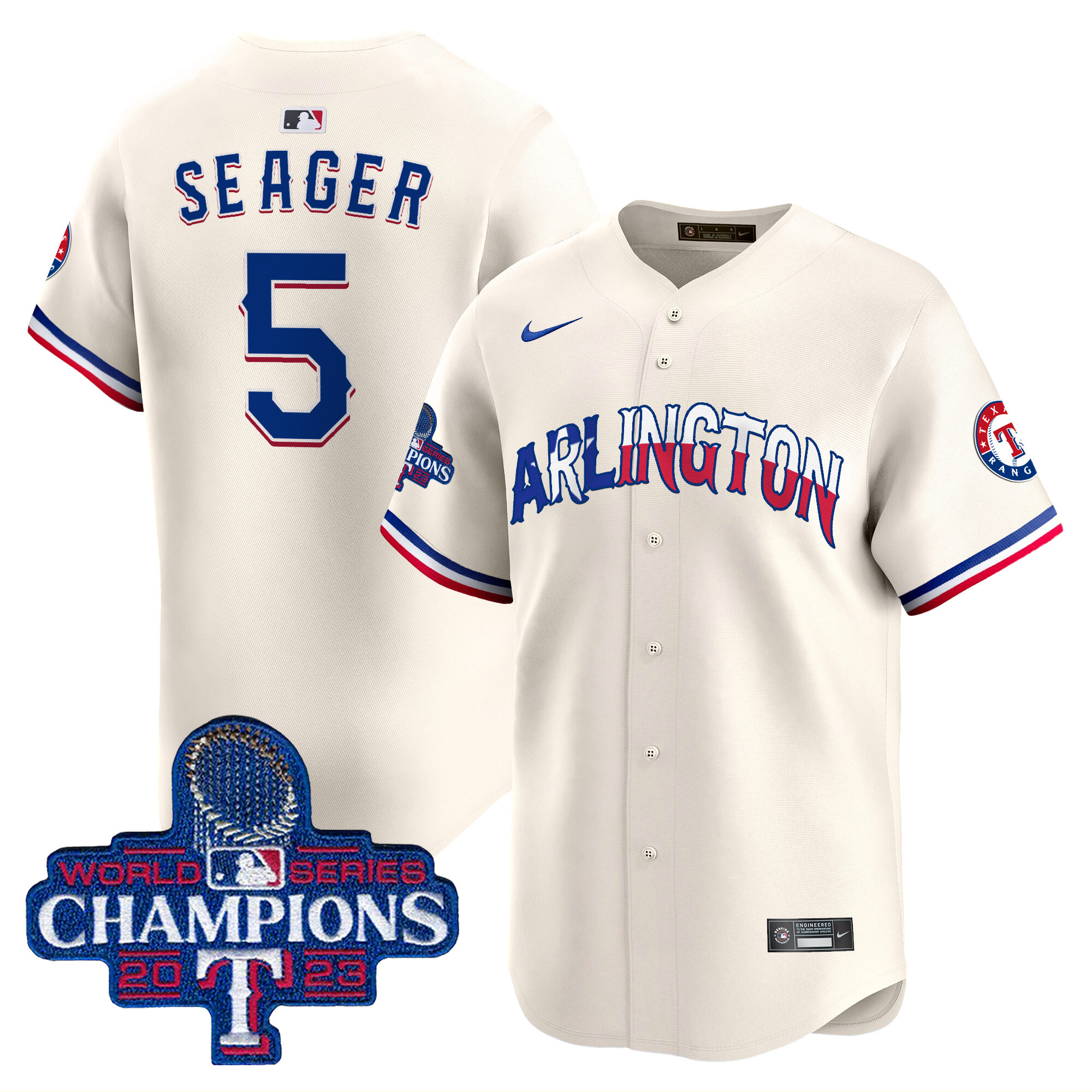 Men's Corey Seager Texas Rangers Arlington Champions Vapor Premier Limited Cream Jersey - All Stitched