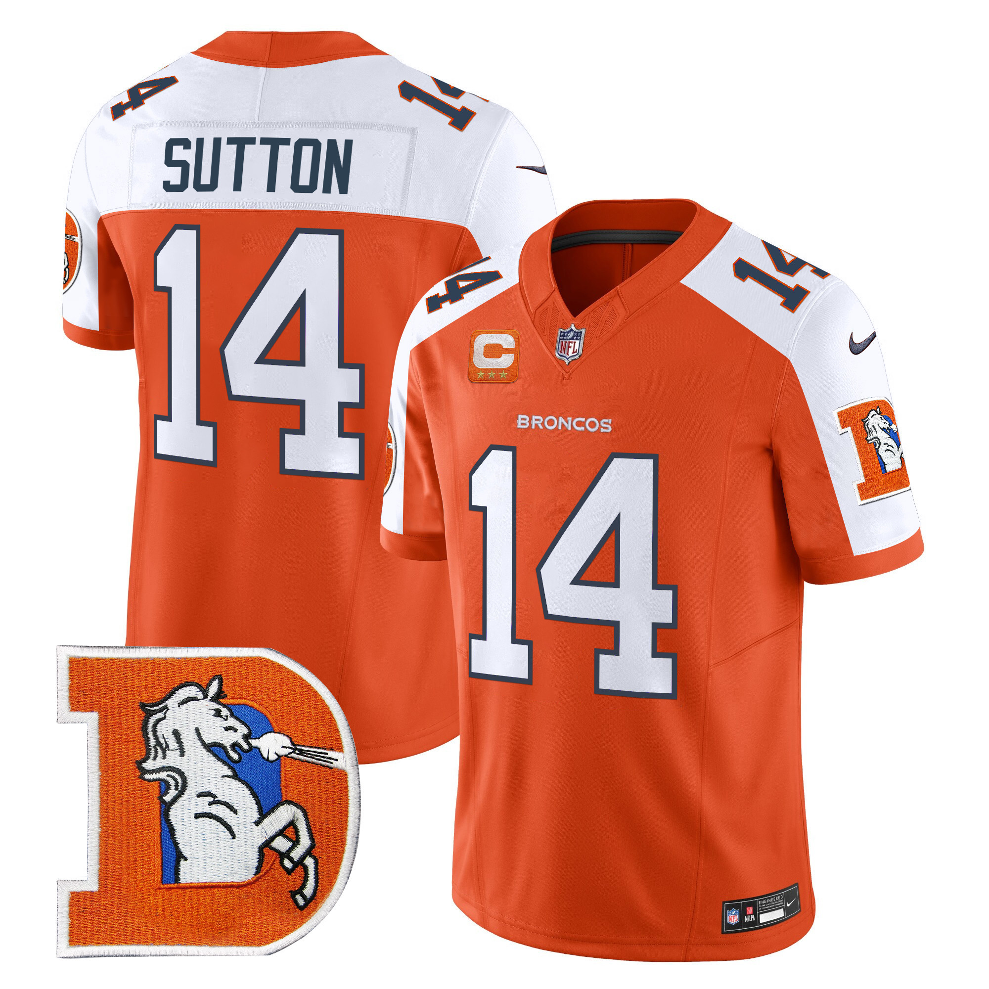 Men's Courtland Sutton Denver Broncos Throwback Vapor Limited Orange Alternate Jersey - All Stitched