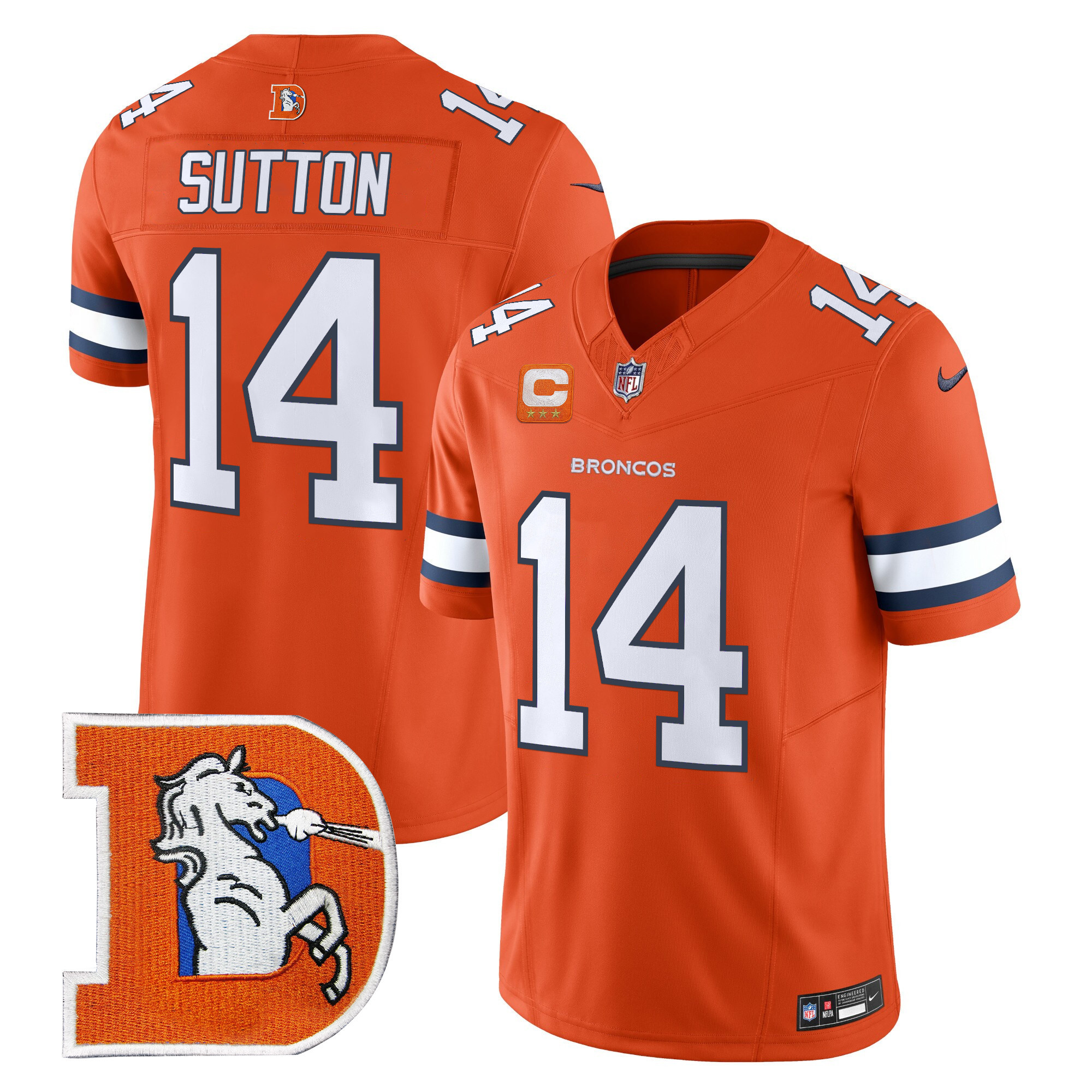 Men's Courtland Sutton Denver Broncos Throwback Vapor Limited Orange Jersey - All Stitched
