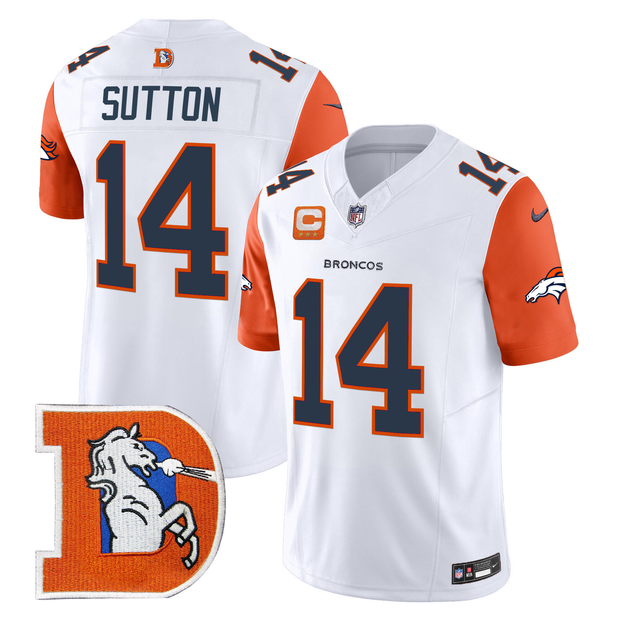 Men's Courtland Sutton Denver Broncos Throwback Vapor Limited Orange Sleeves Jersey - All Stitched