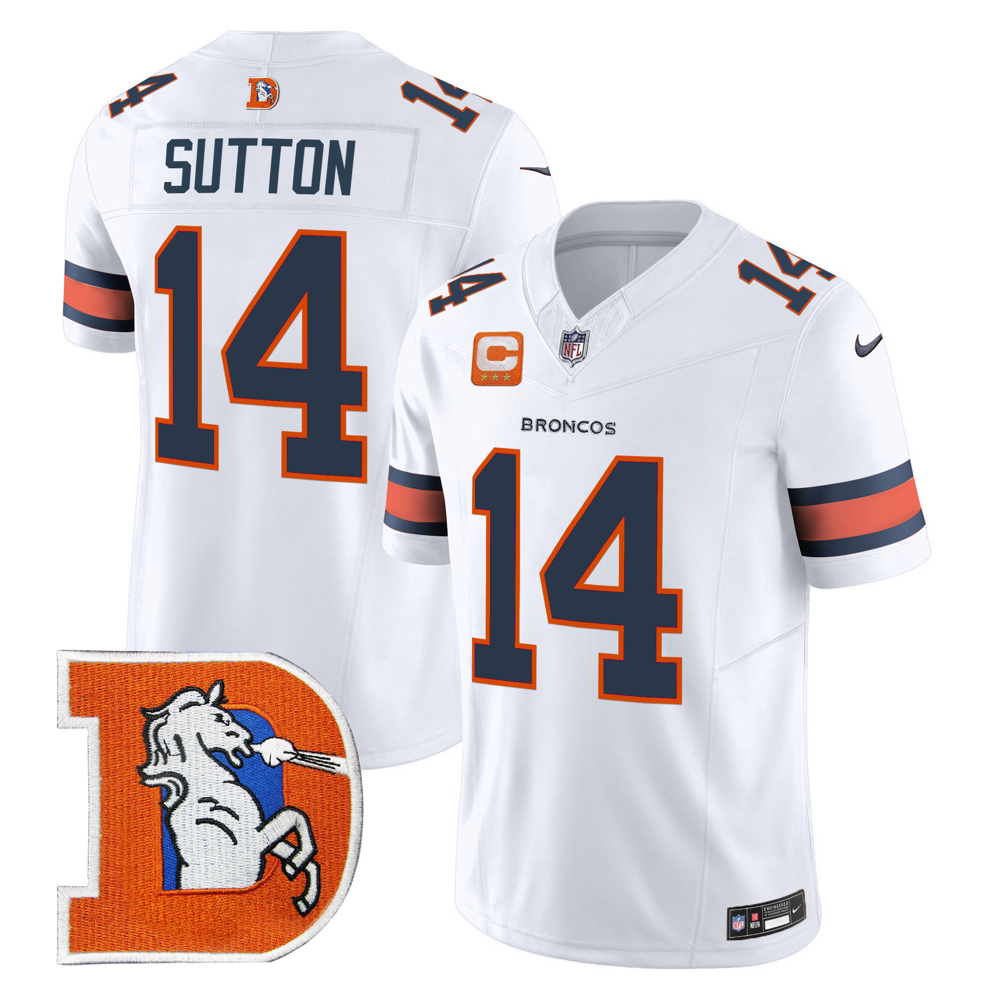 Men's Courtland Sutton Denver Broncos Throwback Vapor Limited White Jersey - All Stitched