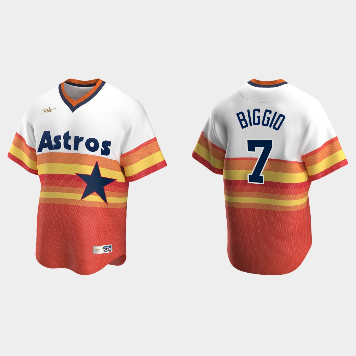 Men's Craig Biggio #7 Houston Astros Home Cooperstown Collection Jersey - White Orange
