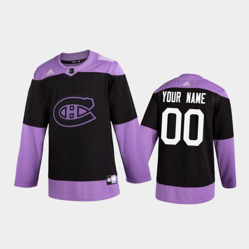 Men's Custom #00 Montreal Canadiens 2020 Fights Cancer Black Practice Jersey