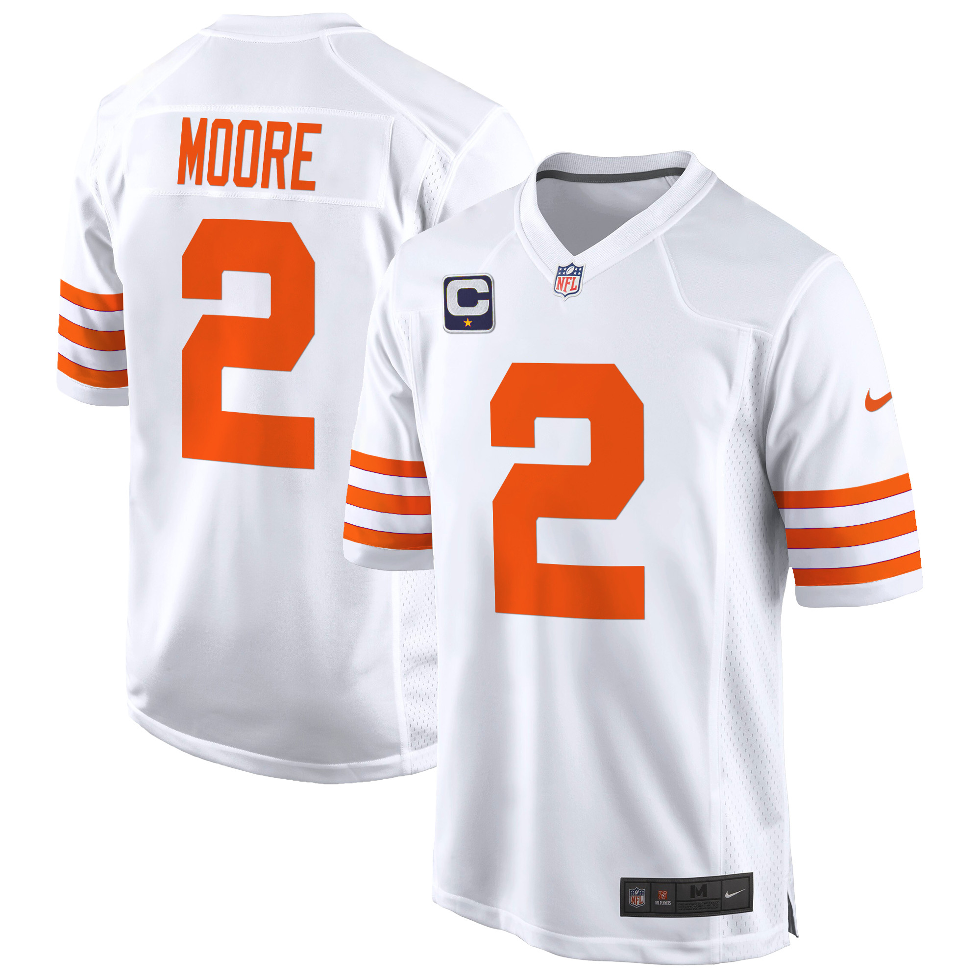 Men's D.J. Moore Chicago Bears Throwback Game White Jersey - All Stitched