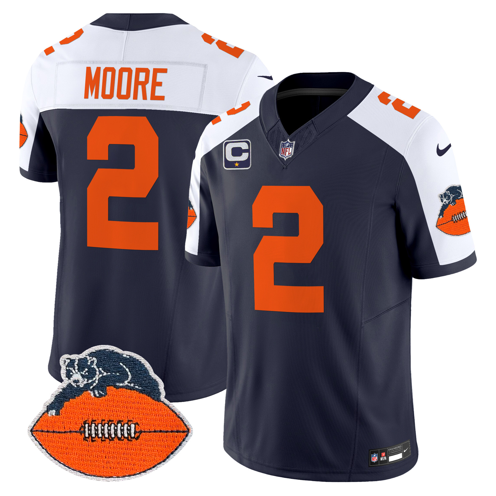 Men's D.J. Moore Chicago Bears Throwback Vapor Limited Navy Alternate Jersey - All Stitched