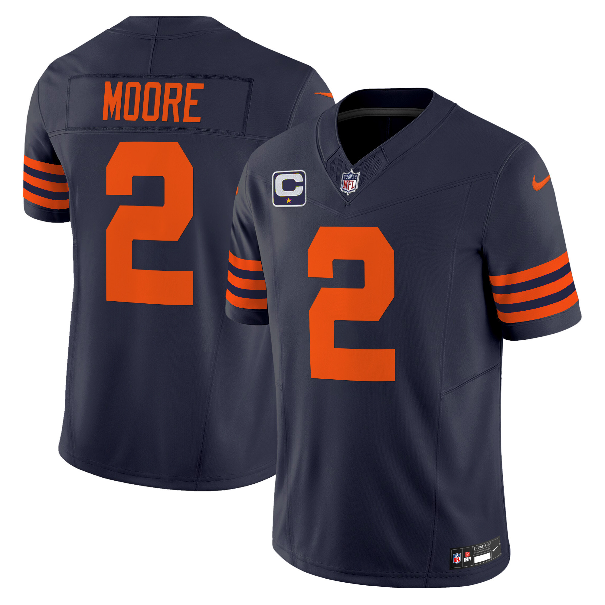 Men's D.J. Moore Chicago Bears Throwback Vapor Limited Navy Jersey - All Stitched